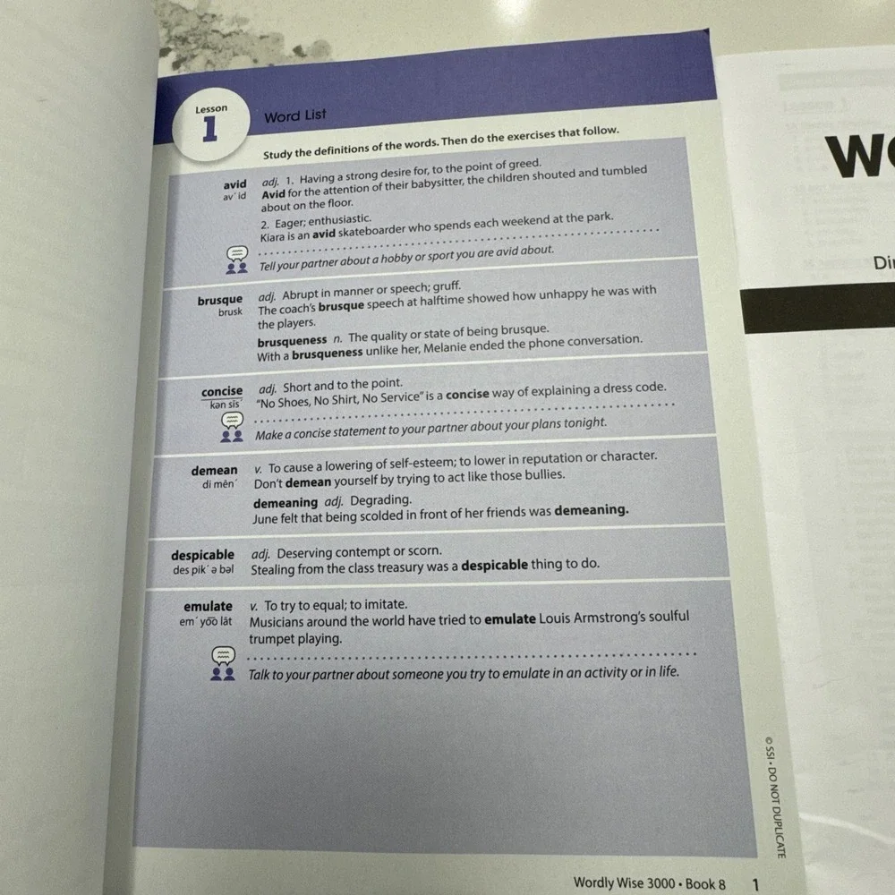 Wordly Wise 3000 4th Edition Book 8 Student WorkBook & Answer Key Book